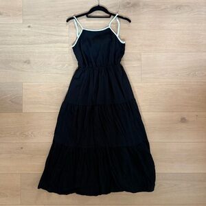 Blu Pepper Black Maxi Dress with White Trim